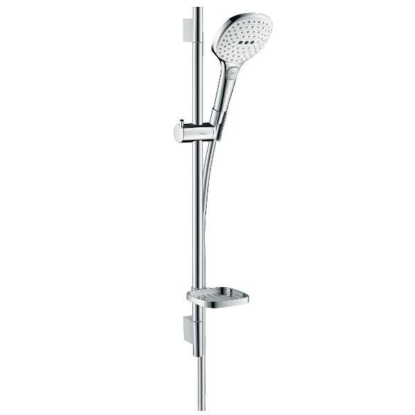 

Душевой гарнитур Hansgrohe Raindance Select E 3jet с мыльницей, штанга 900 мм, хром-белый