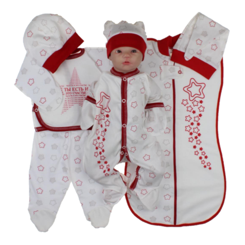 

Комплекты для новорожденных девочек LARI Zirka р.56 Бело-красный - 7 предметов