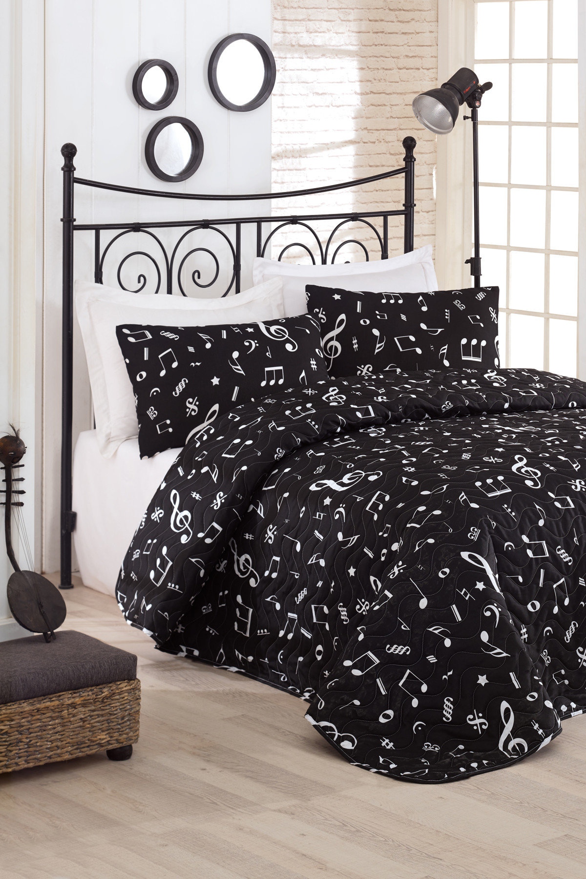

Покрывало Eponj Home B&W Melodiy Siyah 160х220 см турция, хлопок-полиэстер