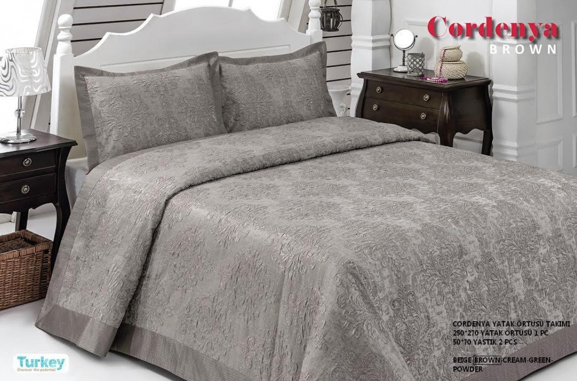 

Покрывало Hanibaba Gardenia Brown 240х260 см турция, атлас
