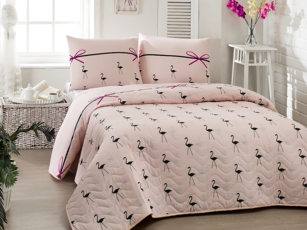 

Покрывало Eponj Home Flamingo Pudra 200х220 см турция, хлопок-полиэстер