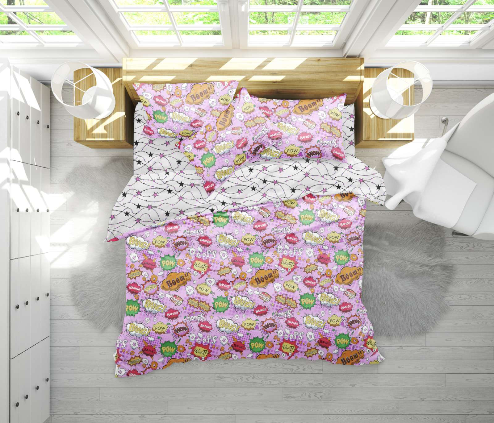 

Постельное белье MirSon 17-0512 Bombs pink King Size италия, бязь