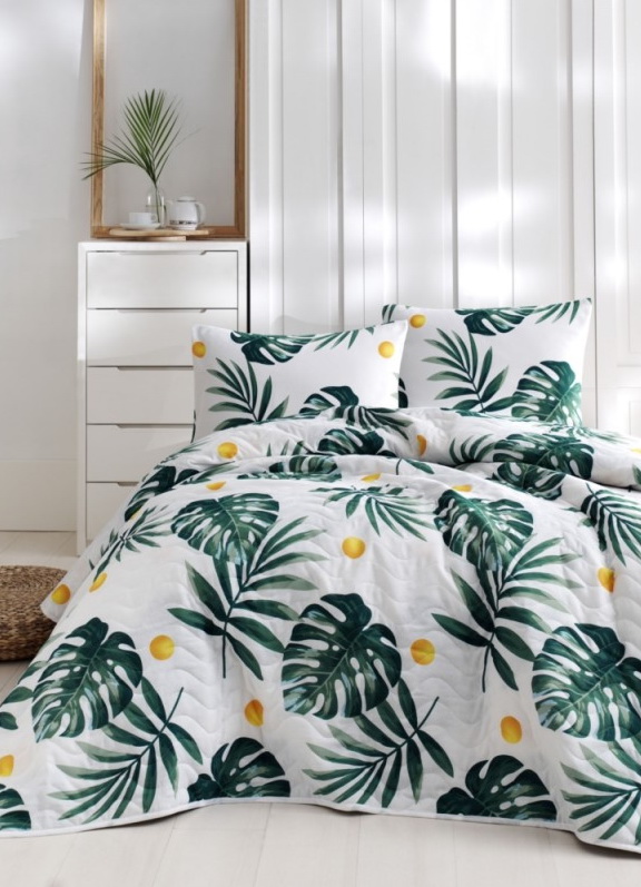 

Покрывало Eponj Home Monstera Yesil 160х220 см турция, ранфорс