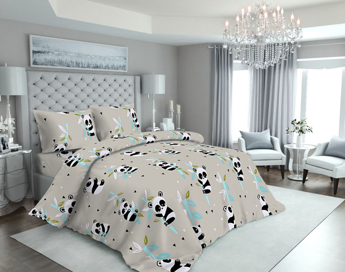

Постельное белье MirSon 17-0504 Panda is gray Семейный италия, бязь