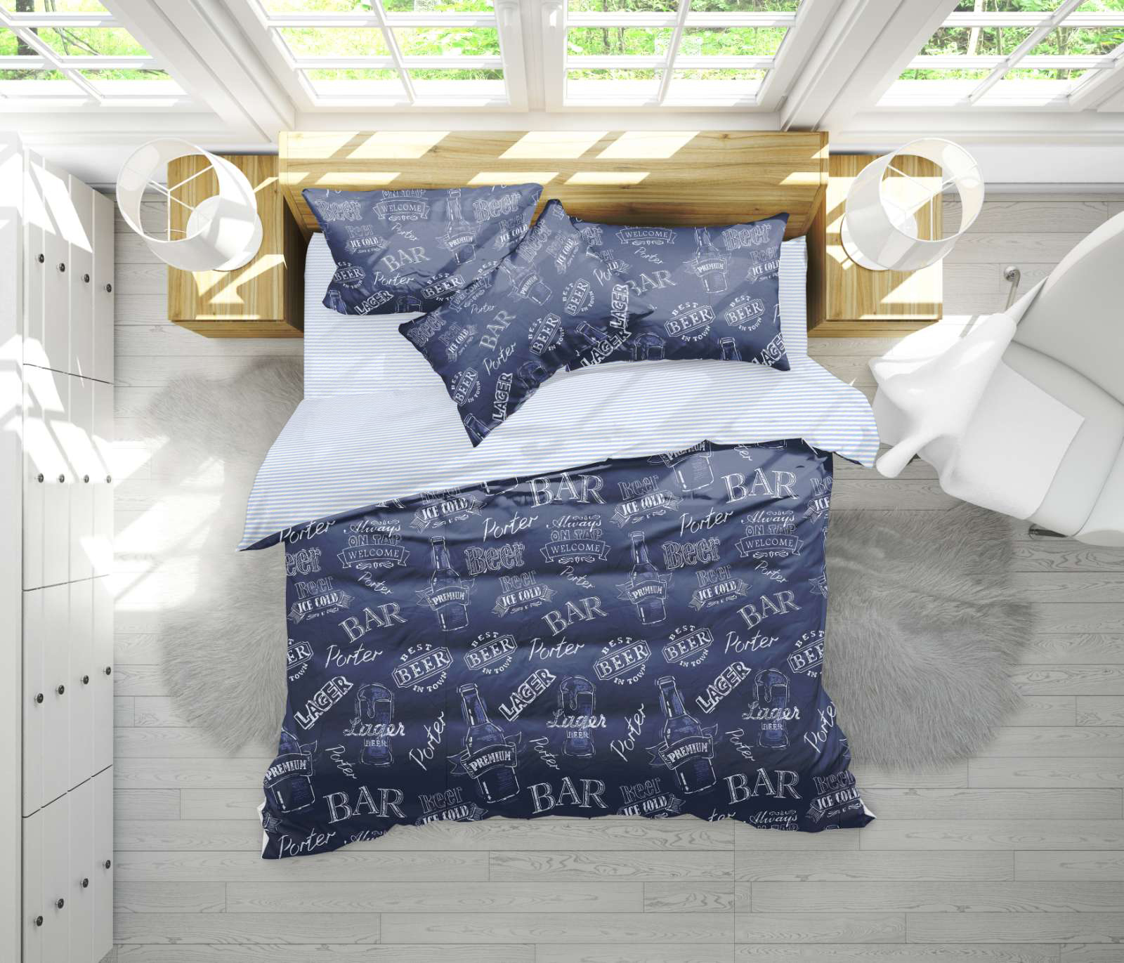 

Постельное белье MirSon 17-0508 Beer Bar Полуторный италия, бязь