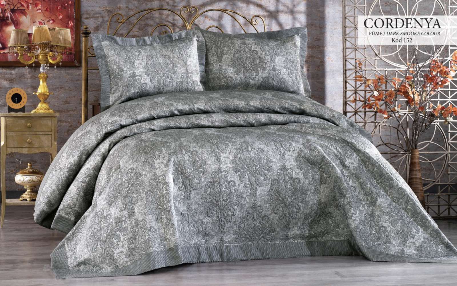 

Покрывало Hanibaba Gardenia Fume Dark Smooke 240х260 см турция, атлас