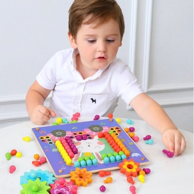 

Деревянная мозаика Монтессори Gear toys с шестеренками MD 2417