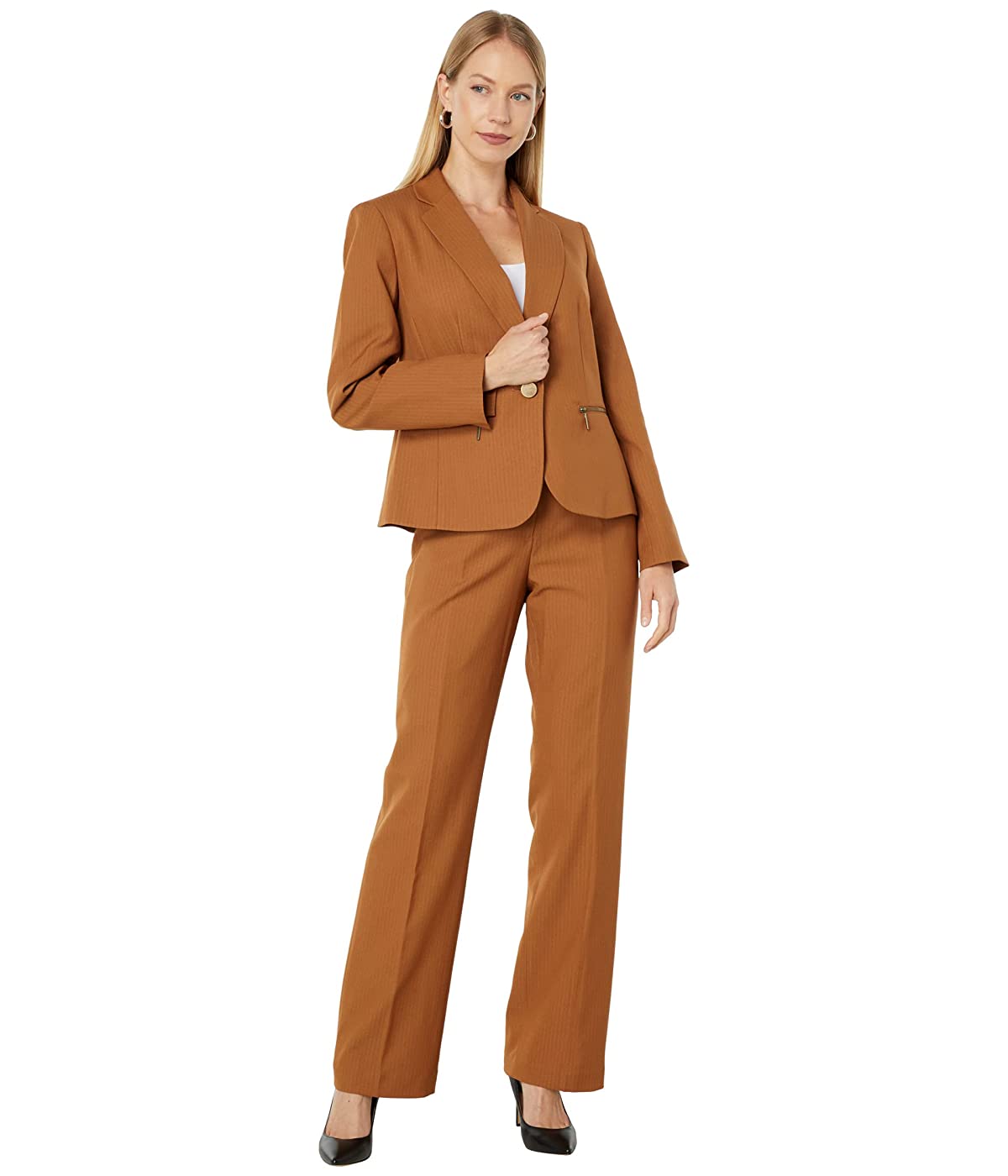 

Костюм Le Suit Tonal Stripe One-Button with Zipper Pockets & Kate Dark Toffee, XL (50)