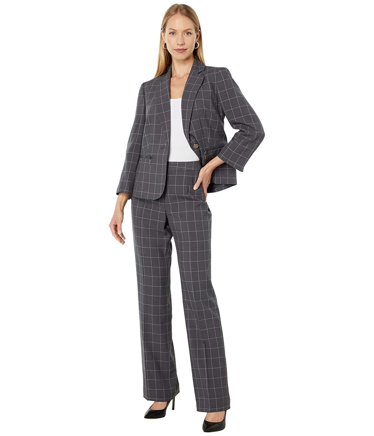 

Костюм Le Suit Windowpane One-Button 3/4 Sleeve & Kate Charcoal/White, S (44)