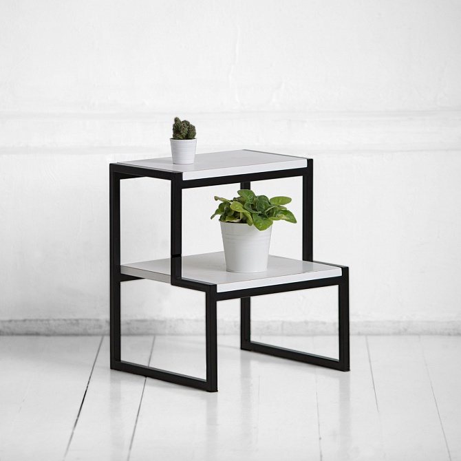 

Подставка для цветов М8 Металл-Лофт Черный / Белый L 60х35х50 см (00014-1)