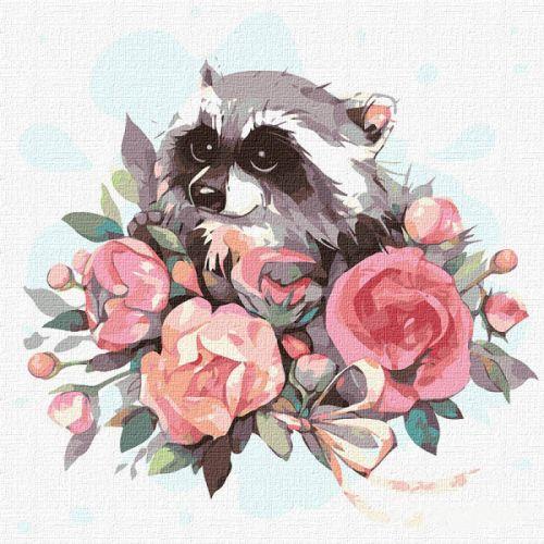 

Картина по номерам Идейка КНО4225 30*30 cм Цветущий енот