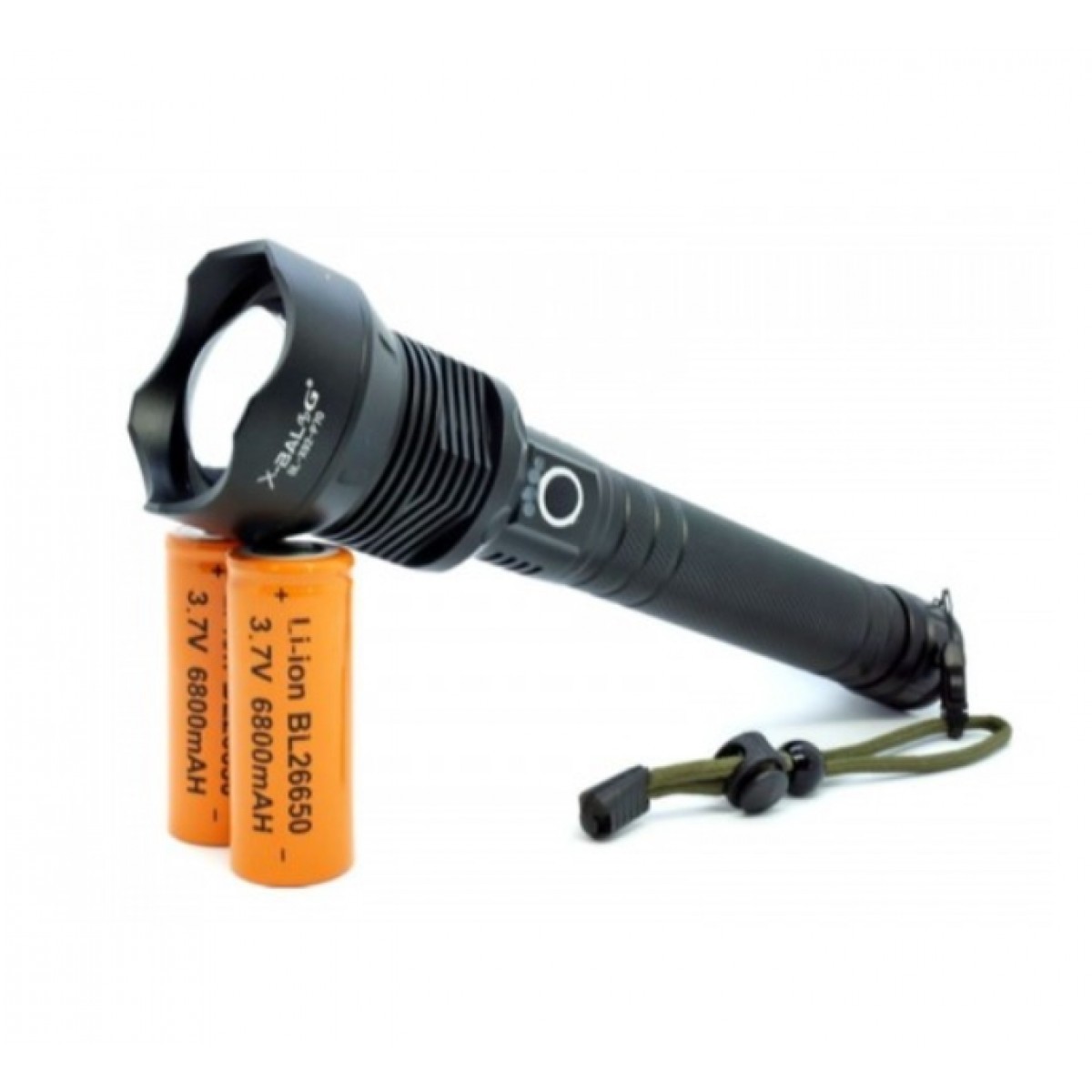 

Мощный ручной фонарик тактический с зарядкой 4 режима от USB X-Balog X92 P70/7668 Черный + 2 Аккумулятора