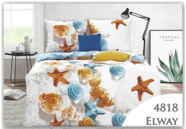 

Постельное белье ELWAY 4818 Море (наволочка+пододеяльник) 100% хлопок-сатин 140x200 см