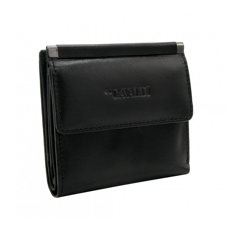 

Женский кожаный кошелек маленький черный Cavaldi RD-16 GCL black