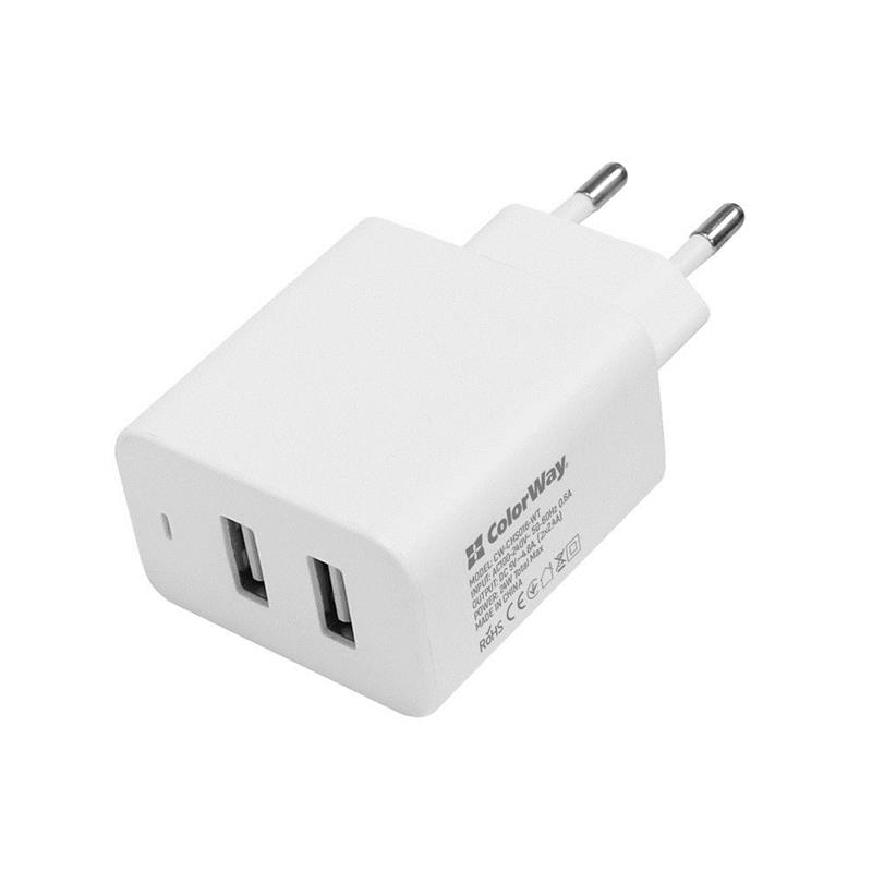 

Сетевое зарядное устройство ColorWay AutoID (2USBx2.4A) White (CW-CHS016-WT)
