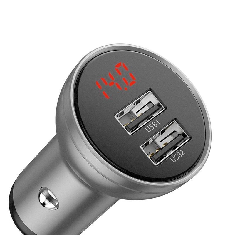 

Автомобильное зарядное устройство Baseus Digital Display (2хUSB, 4.8A) Silver (CCBX-0S)