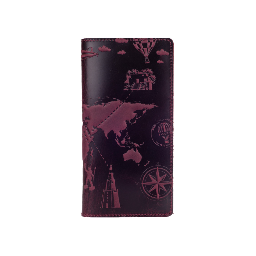 

Кожаный Бумажник Hi Art WP-02-S19-1621-T002 Shabby Plum "7 wonders of the world"