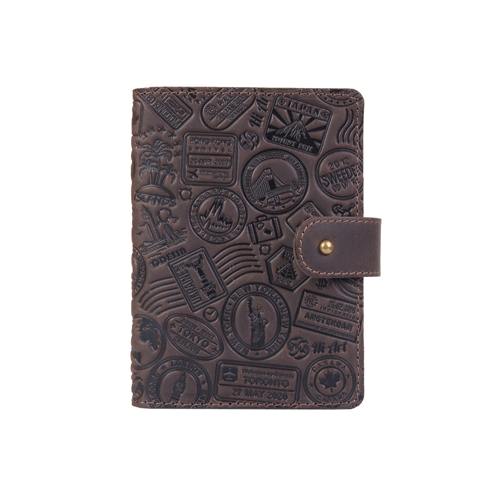 

Кожаное портмоне для паспорта / ID документов HiArt PB-03S/1-S19-1106-T007 Shabby Gavana Brown "Let's Go Travel"