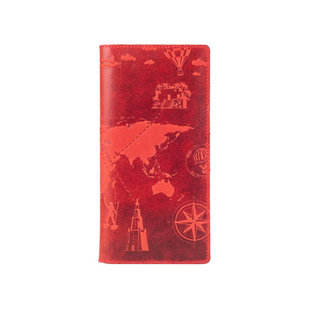 

Красный Кожаный Бумажник Hi Art WP-03-S18-1440-T002 Shabby Red Berry "7 wonders of the world"