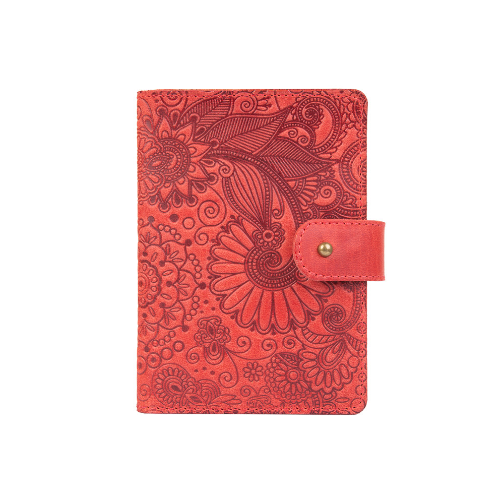 

Кожаное портмоне для паспорта / ID документов HiArt PB-03S/1-S18-1440-T005 Shabby Red Berry "Mehendi Art"