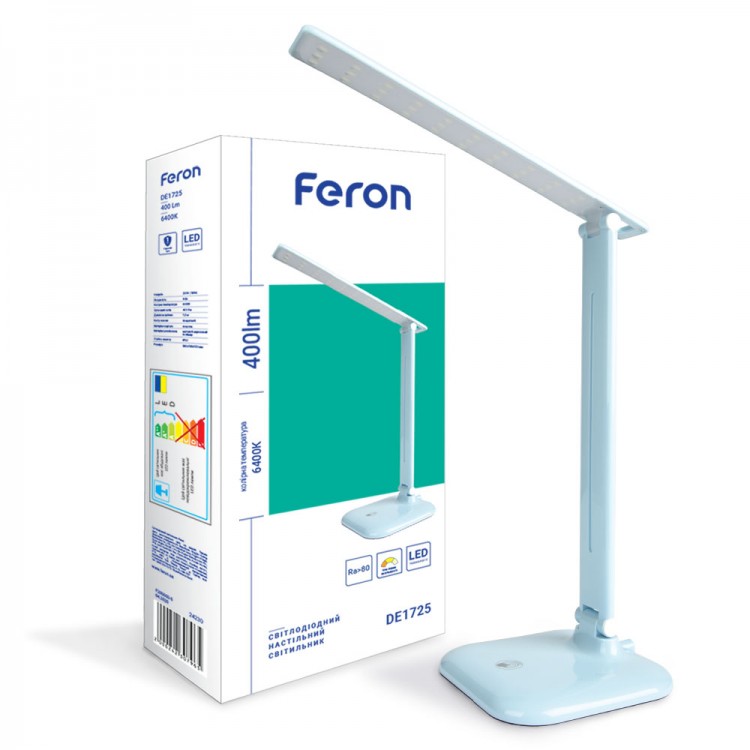 

Настільний світлодіодний світильник Feron DE1725 9W 6400K блакитний