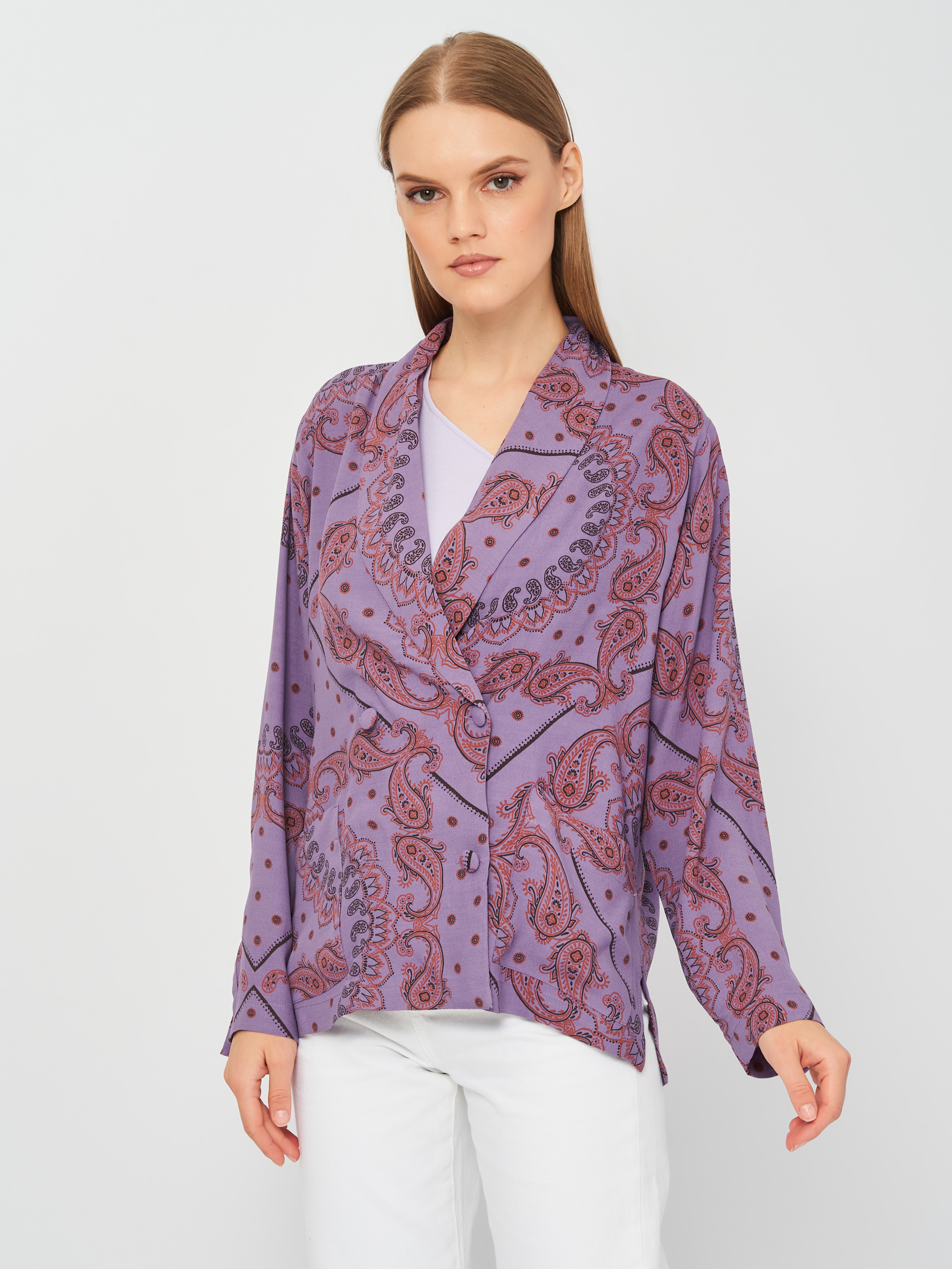 

Пиджак Zara 8123/026/612  Фиолетовый с принтом, Пиджак Zara 8123/026/612 XS Фиолетовый с принтом