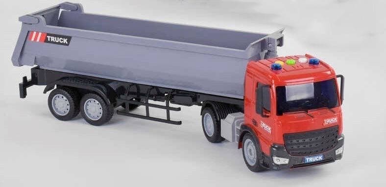 

Инерционная Машина Грузовик Rui Jia Cамосвал пластмассовый в мастабе 1:18 Серый