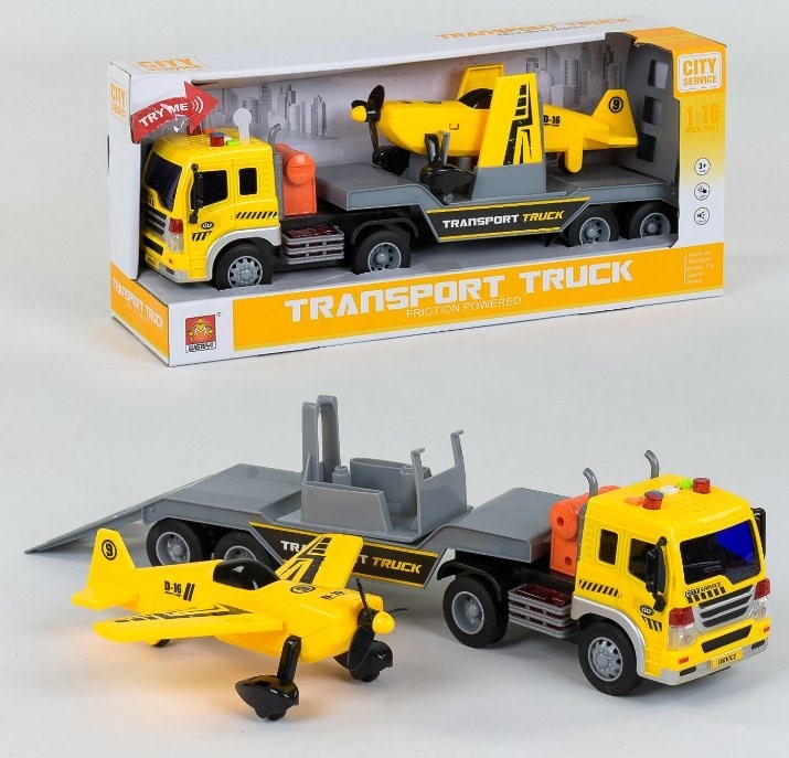 

Трейлер Автовоз Инерционный с самолетом в масштабе 1:16 WenYi City Service