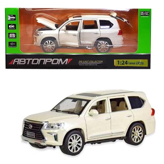 

Коллекционная металлическая машинка Джип Лексус Lexus lx570 с инерцией 1:24 Автопром Белый