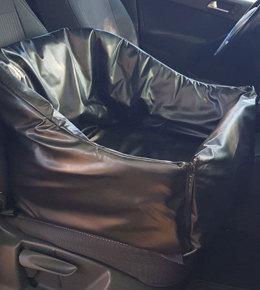 

Автогамак и автокресло для перевозки собак в машине размер 50*50 см черная эко кожа