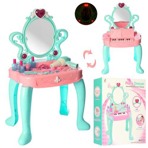 

Игровой набор Трюмо 43,5*73*31,5 см, пианино, музыка, звук, свет, фен, аксессуары AToys (3312)