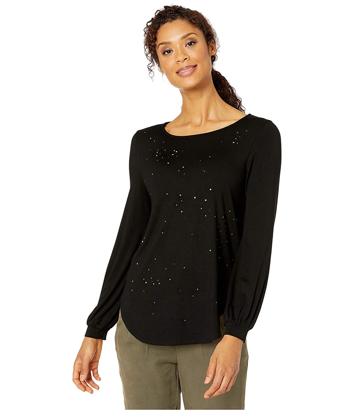 

Лонгслив Karen Kane Rhinestone Shirttail Top Black, S (44)