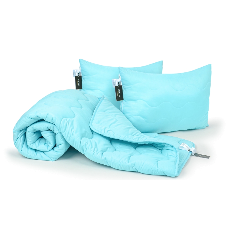 

Набор MirSon 1703 Eco Light Blue (одеяло + две подушки) 172х205 см + 50х70 см 2шт италия, эвкалиптовое волокно