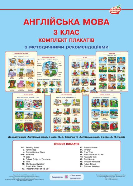 

Англійська мова. 3 клас. Комплект плакатів + методичка НУШ 2021
