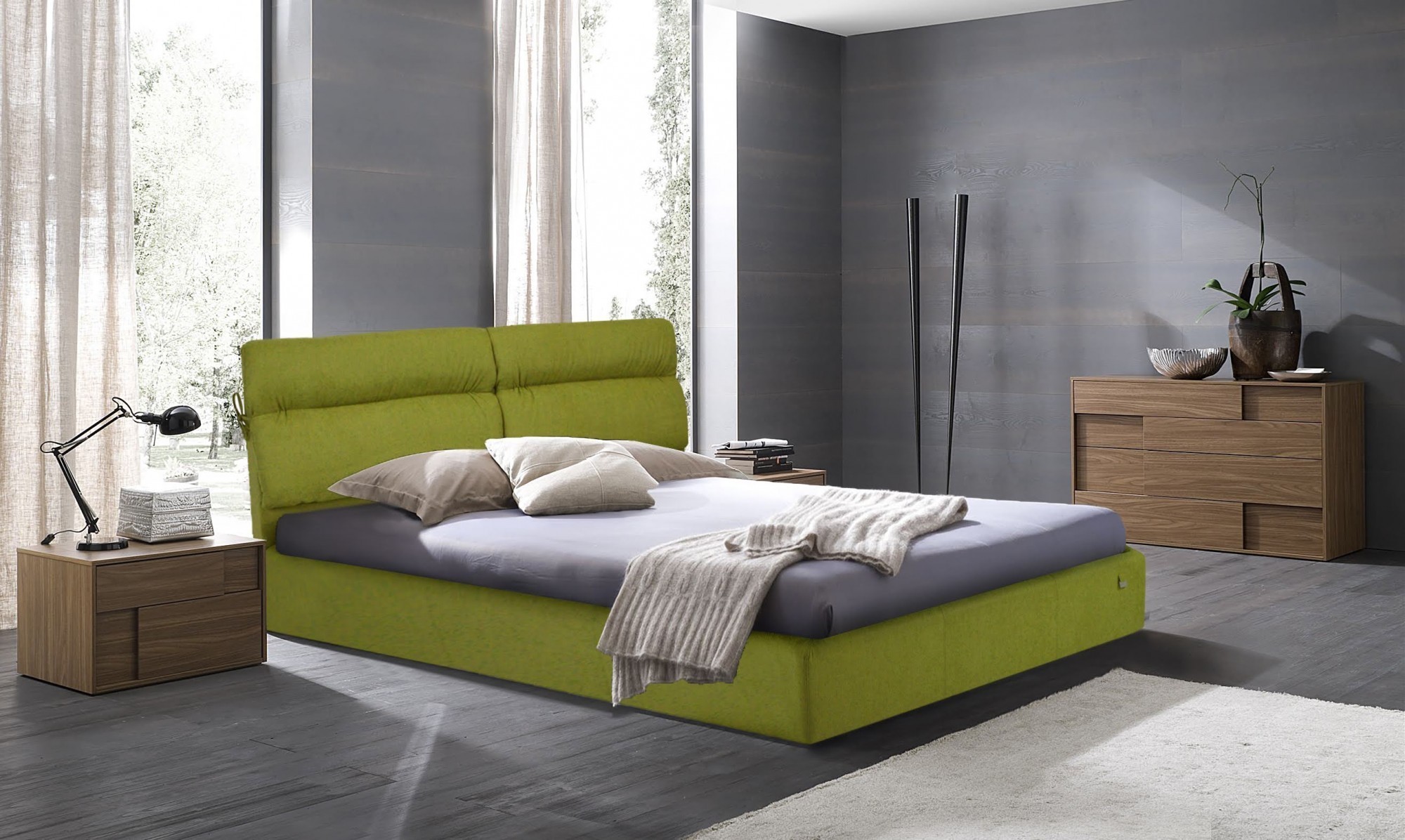 

Кровать Двуспальная Edinburgh Матрас Comfort Plus 160 х 200 см С подъемным механизмом и нишей для белья Зеленая