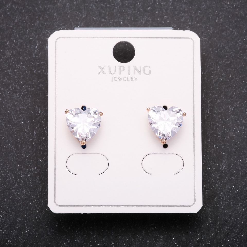 

Серьги пусеты Xuping с белыми камнями оправа "Сердце" 10мм позолота 18к, ida27962