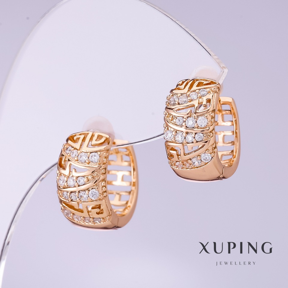 

Серьги Xuping с белыми стразами, диаметр 8мм, длина 15мм позолота 18к, ida27144