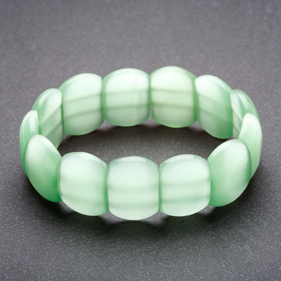 

Браслет Кошачий глаз на резинке цвет Зеленый светлый "звено" 20х14мм, ida9708