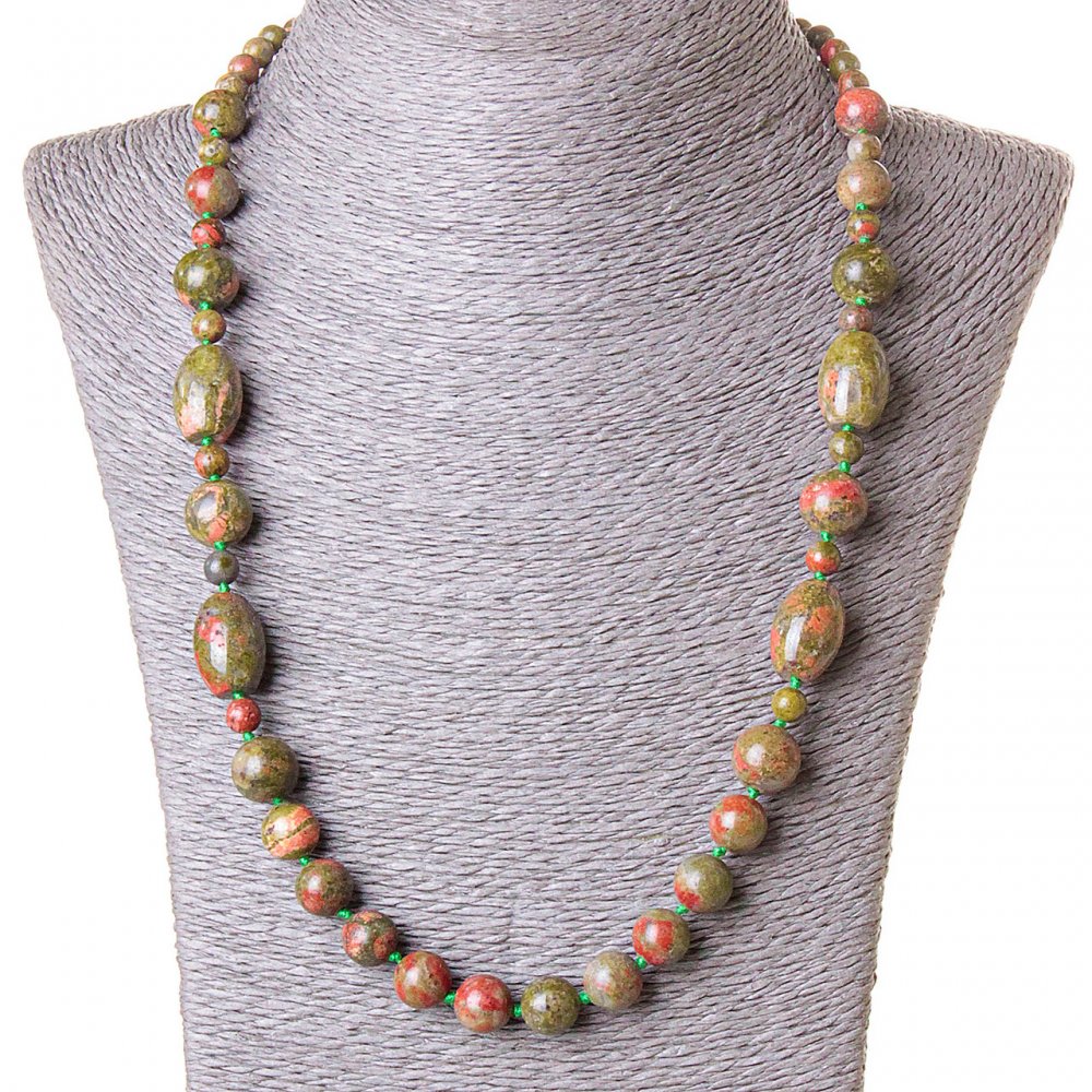 

Бусы Яшма зелёная, овальный бочонок 20*10мм и шарик 5мм, длина 60см, ida4005