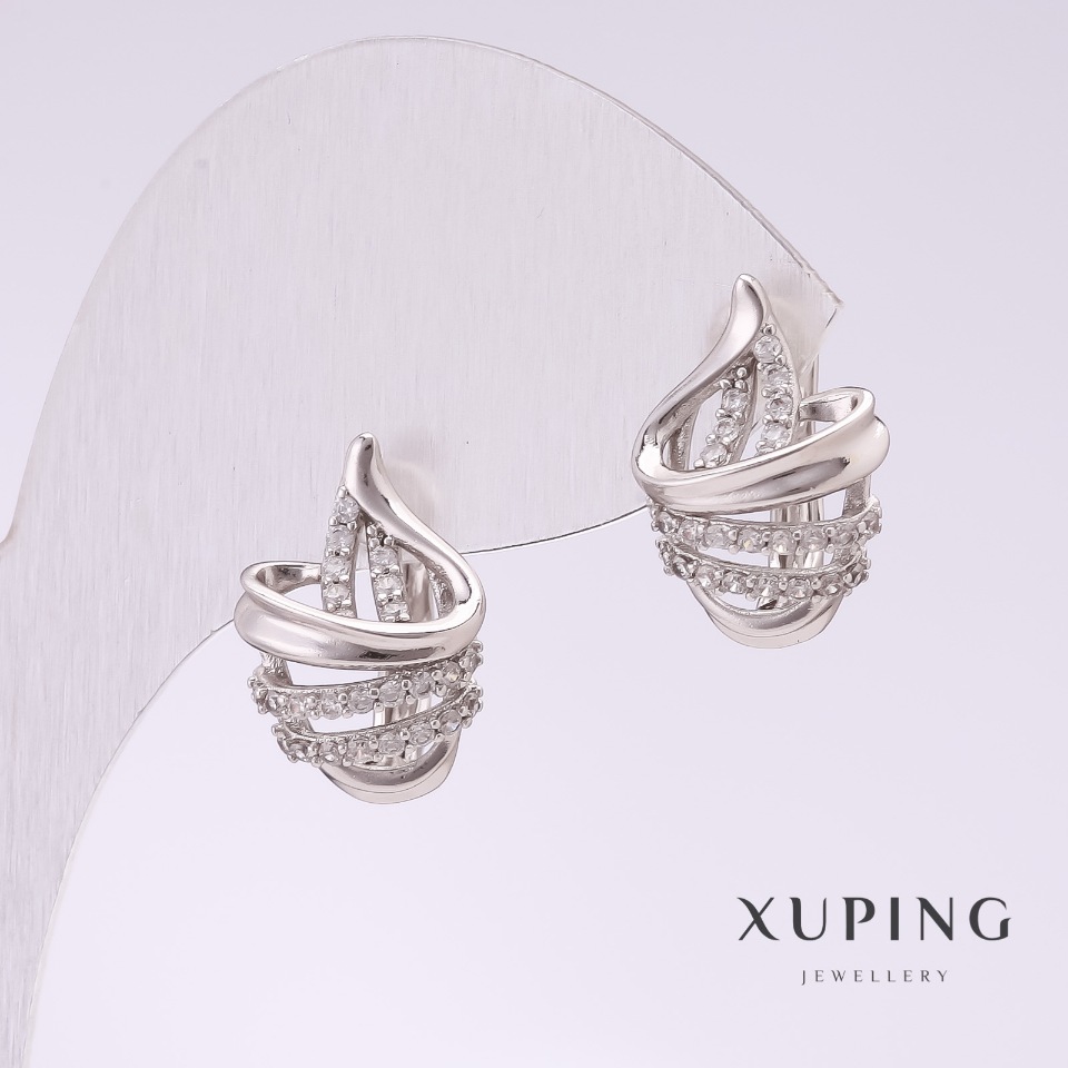 

Серьги Xuping с белыми стразами 16х12мм родий, ida32025