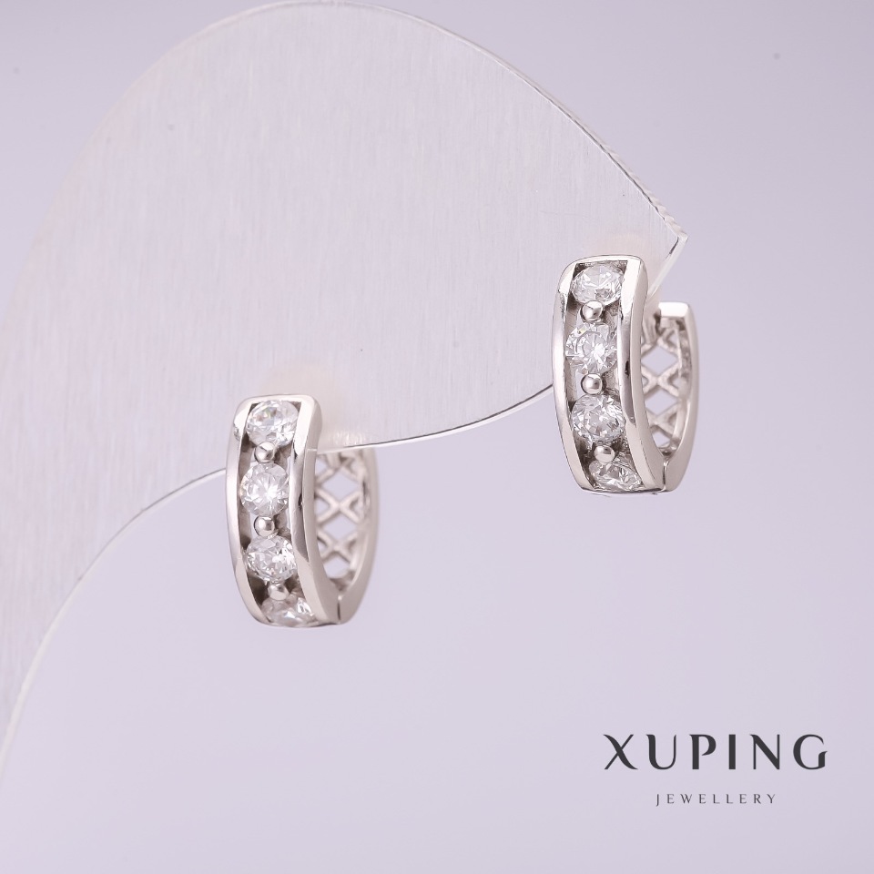 

Серьги Xuping с белыми камнями 12х4мм родий, ida32157