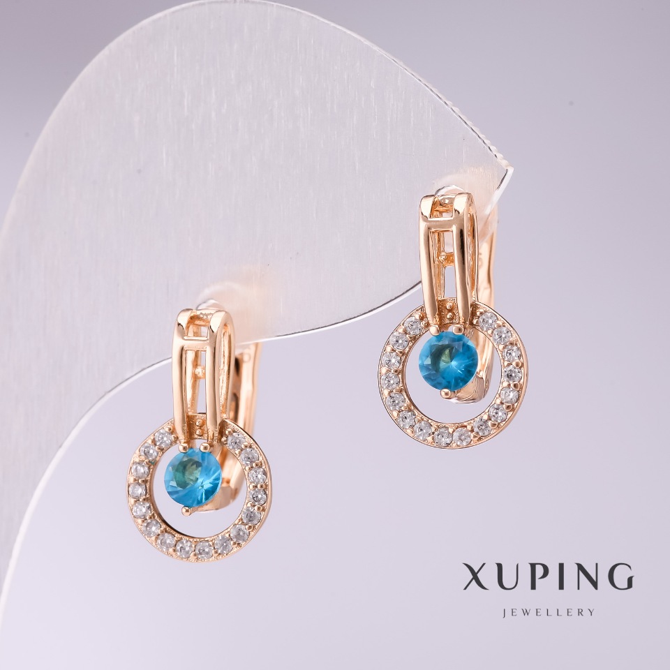 

Серьги Xuping с голубыми камнями 17х10мм позолота, ida32243