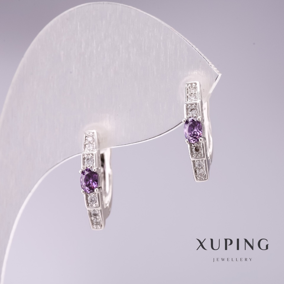 

Серьги Xuping с сиреневыми камнями 15х3мм родий, ida32211