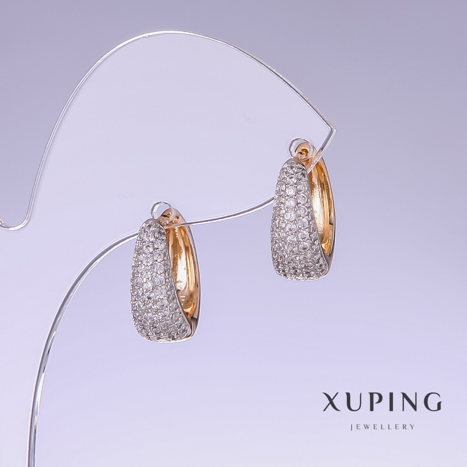 

Серьги Xuping с белым стразами, длина 16мм, толщина 6мм позолота 18к, ida25643