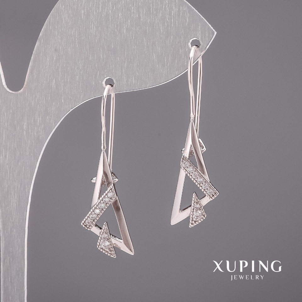 

Серьги Xuping с белыми камнями 10х34мм Родий, ida36452