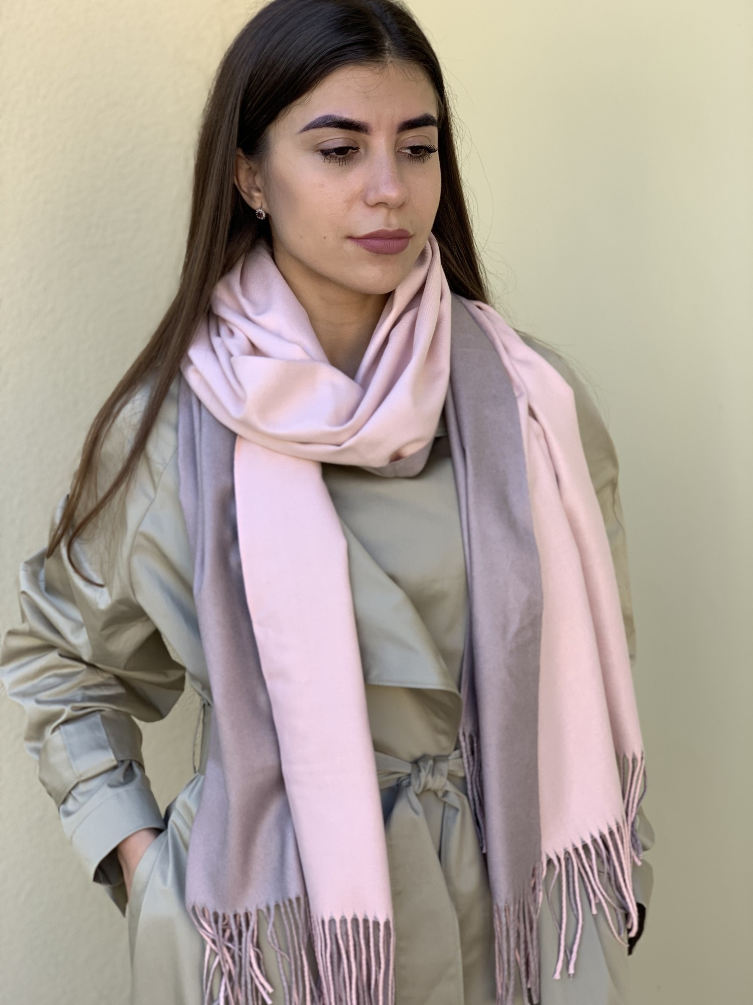 

Шарф кашемировый двухсторонний Cashmere 001 пудровый