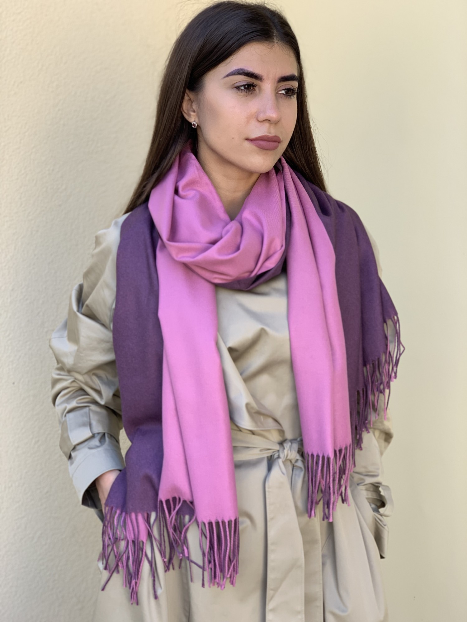 

Шарф кашемировый двухсторонний Cashmere 004 баклажан