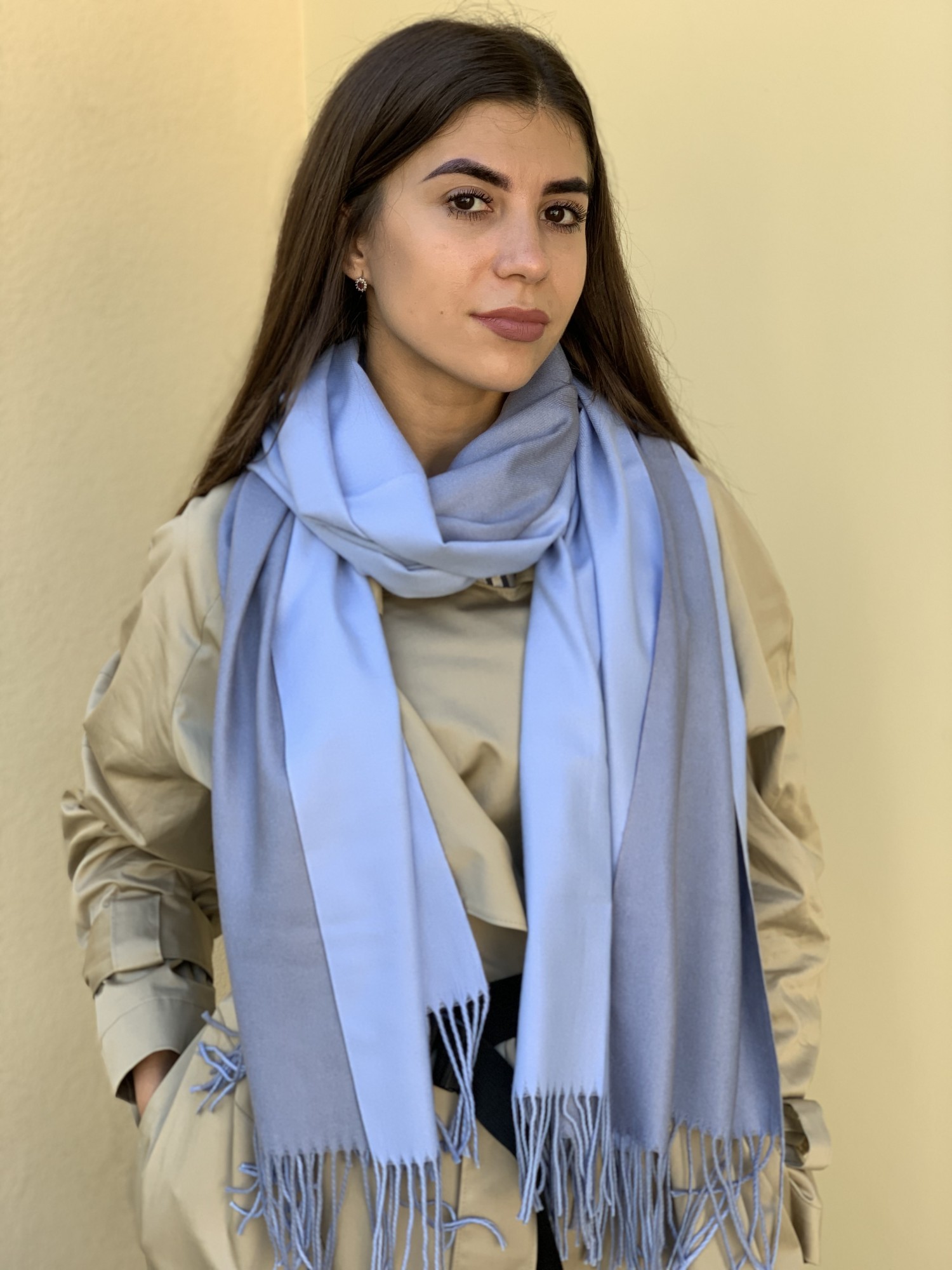 

Шарф кашемировый двухсторонний Cashmere 006 голубой