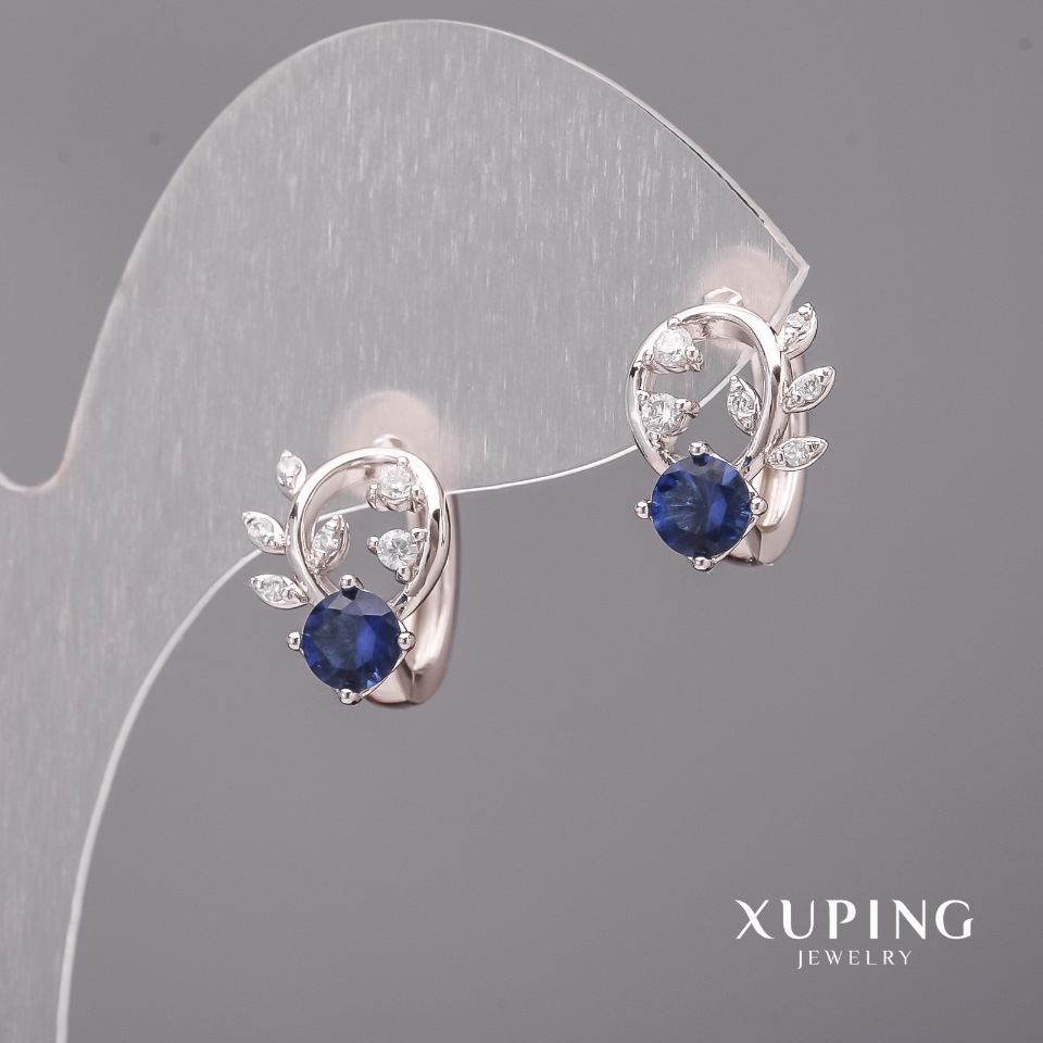 

Серьги Xuping с синими камнями 10х15мм Родий, ida36276