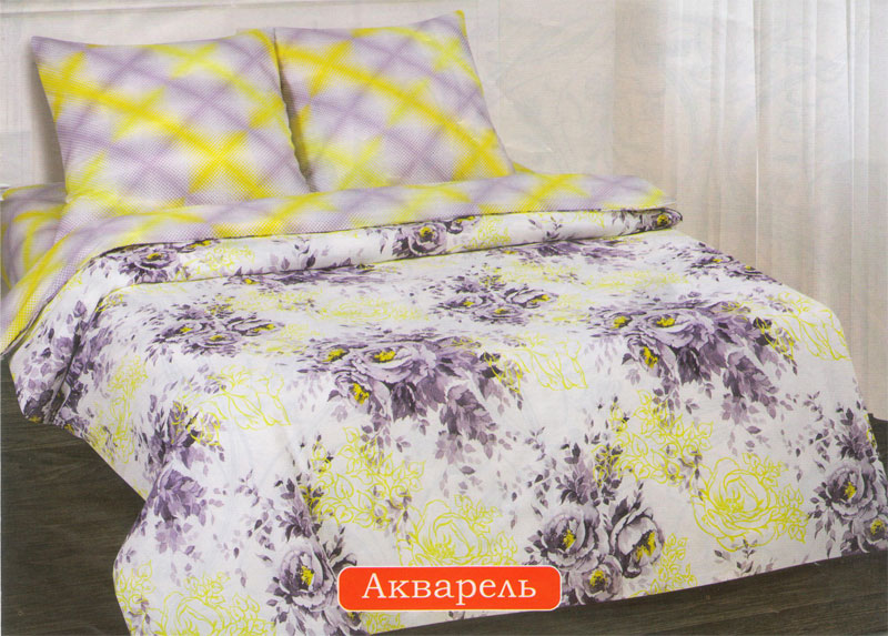 

Комплект постельного белья Komfort-tekstil Акварель, поплин (Двуспальный)